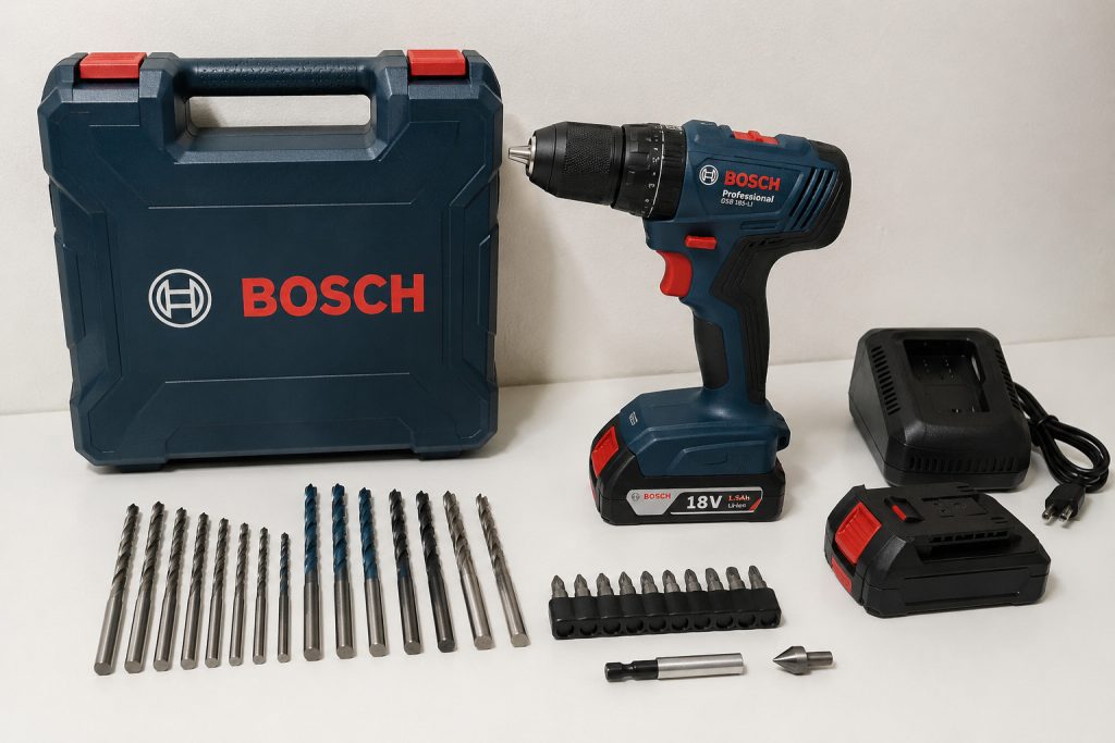 Furadeira Bosch GSB 185-LI com kit de brocas do aluguel Box24x7